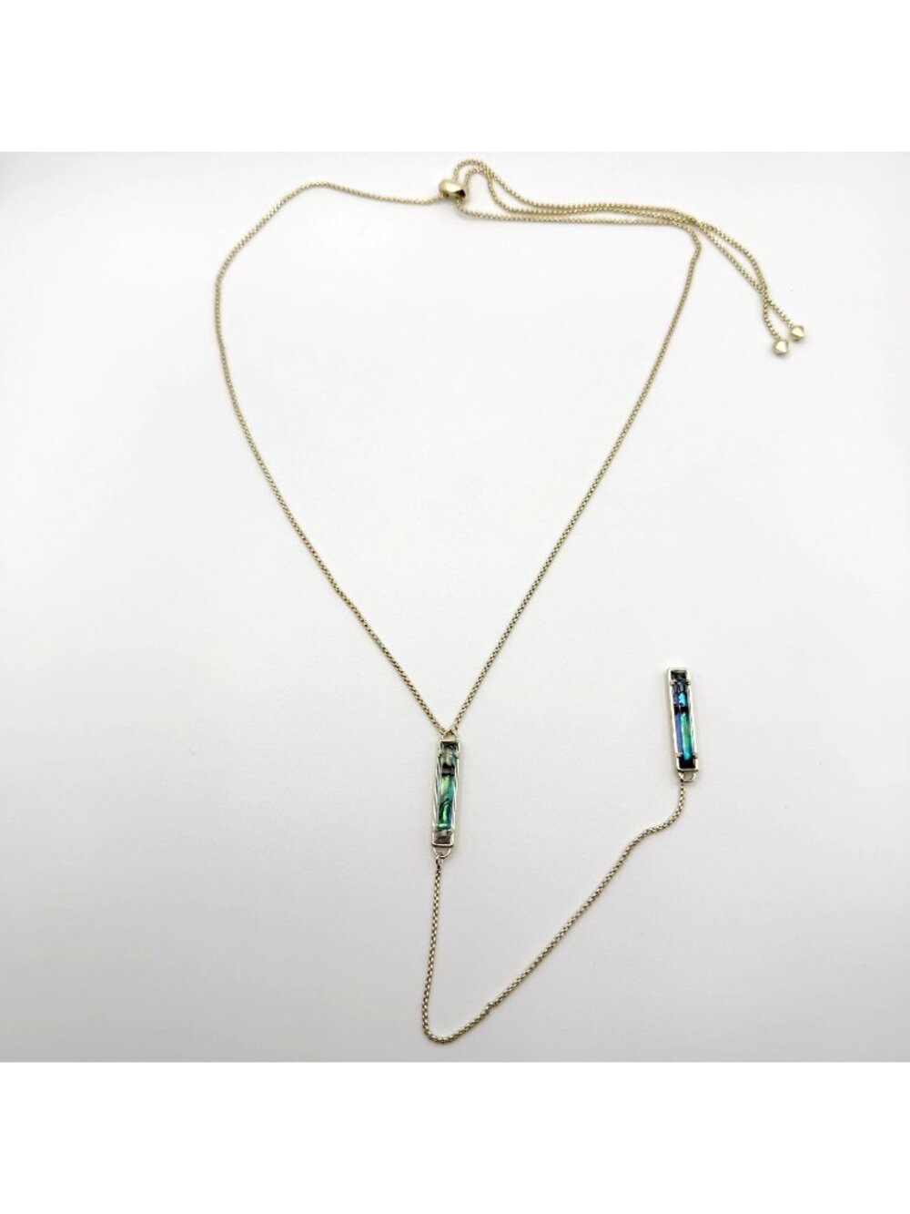Kendra Scott Lilly Lariat Gold-Tone Green Sage Druzy Pendant Necklace